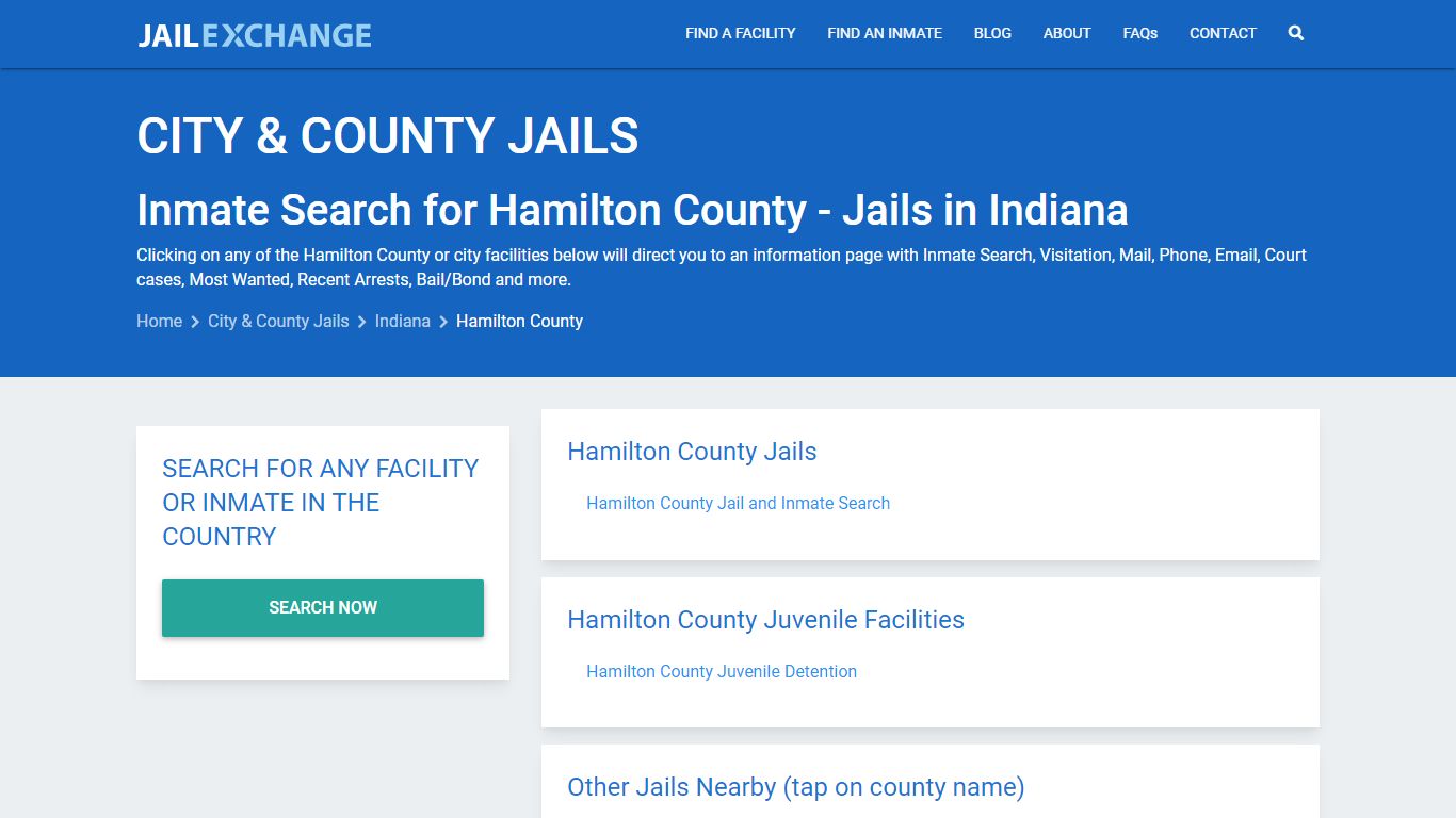 Inmate Search for Hamilton County | Jails in Indiana - Jail Exchange